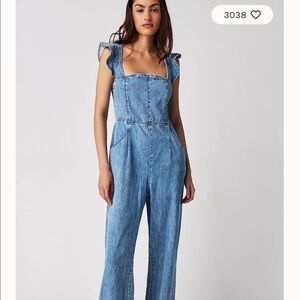 Free People Love Bite denim jumpsuit NWOT